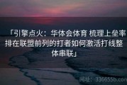 「引擎点火：华体会体育 梳理上垒率排在联盟前列的打者如何激活打线整体串联」