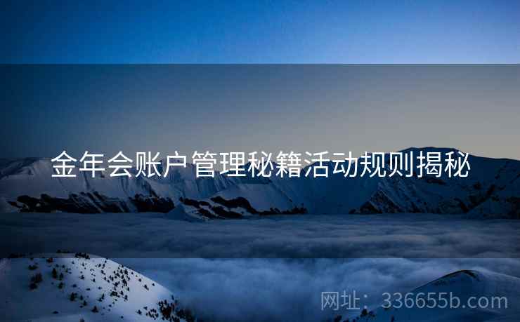 金年会账户管理秘籍活动规则揭秘