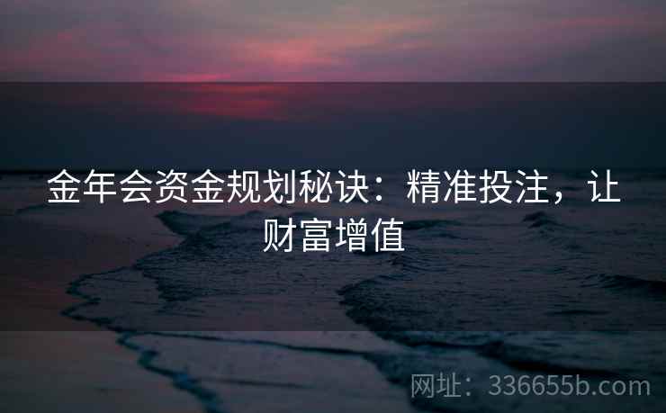 金年会资金规划秘诀：精准投注，让财富增值