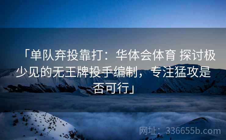 「单队弃投靠打：华体会体育 探讨极少见的无王牌投手编制，专注猛攻是否可行」